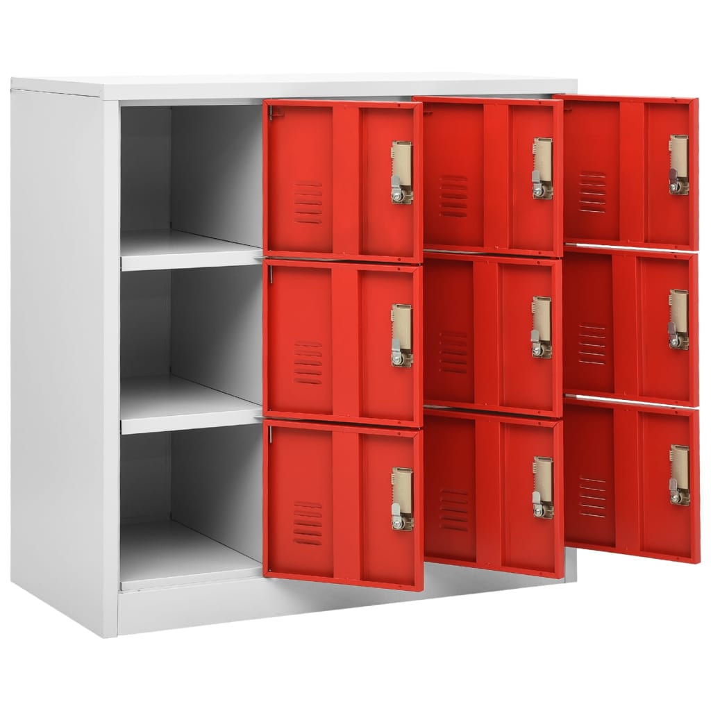 Lockerkasten 5 st 90x45x92,5 cm staal lichtgrijs en rood