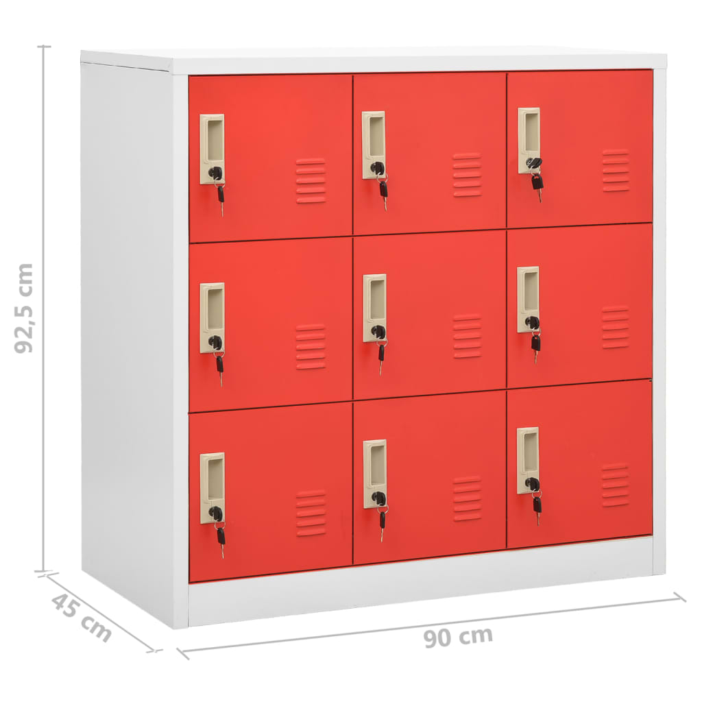 Lockerkasten 5 st 90x45x92,5 cm staal lichtgrijs en rood