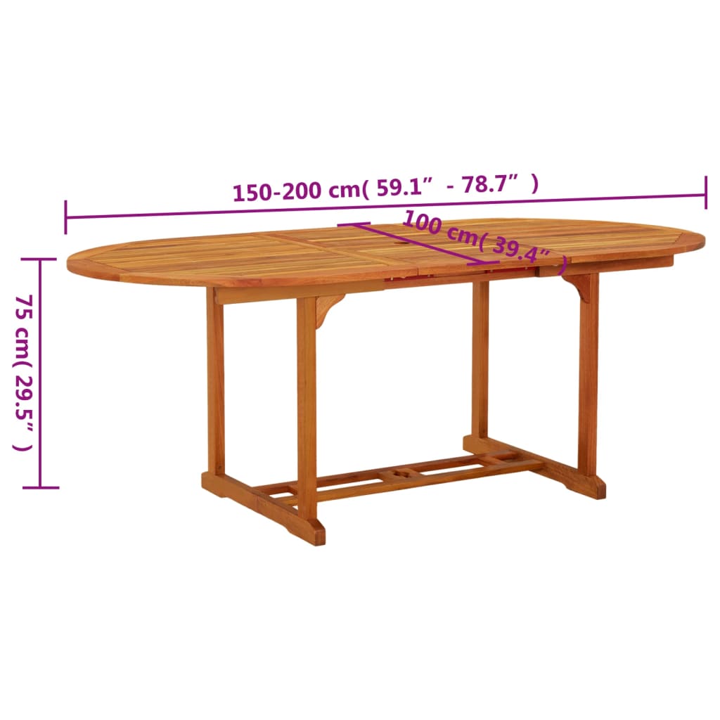 Tuintafel 200x100x75 cm massief eucalyptushout