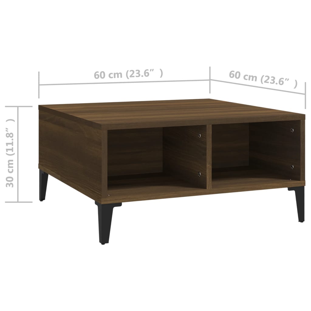 Salontafel 60x60x30 cm spaanplaat bruin eikenkleur