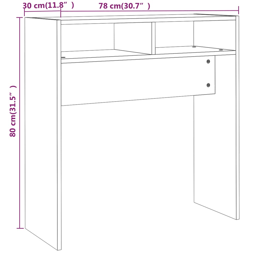 Wandtafel 78x30x80 cm bewerkt hout grijs sonoma eikenkleurig