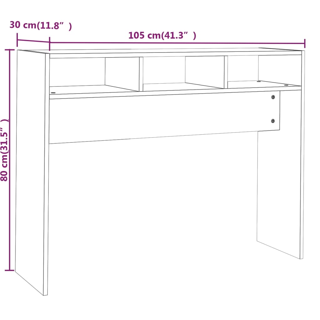 Wandtafel 105x30x80 cm bewerkt hout gerookt eikenkleurig