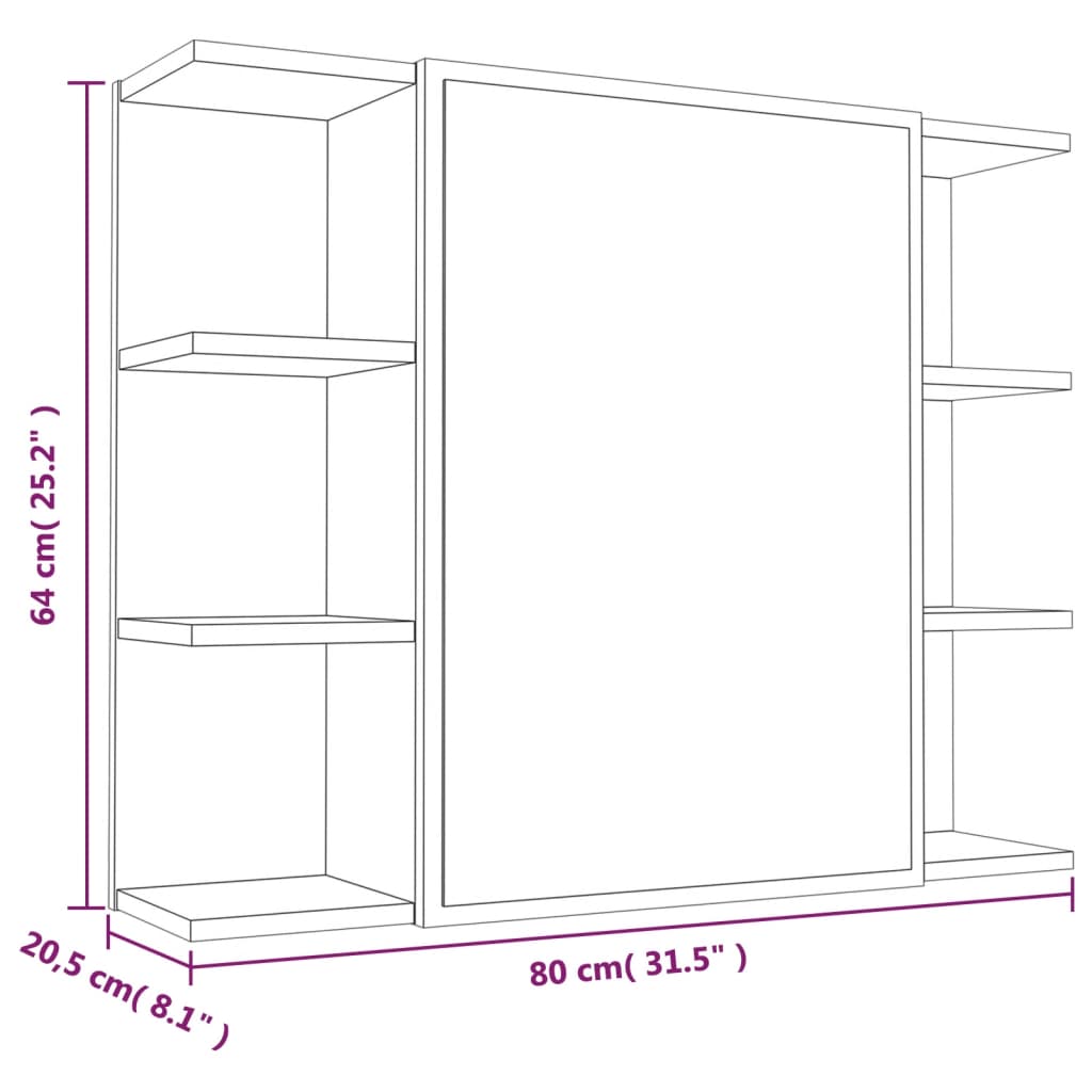 Badkamerspiegelkast 80x20,5x64 cm bewerkt hout grijs sonoma