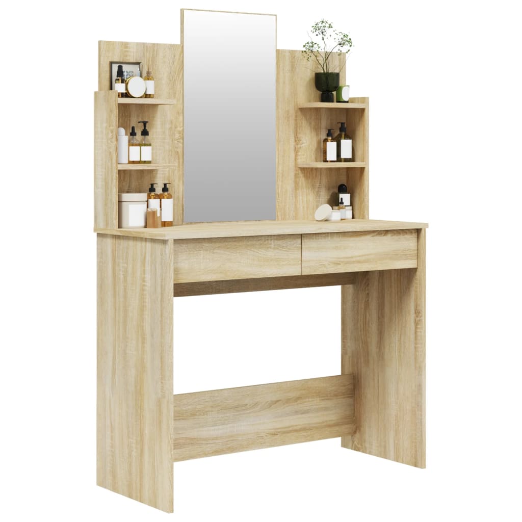 Kaptafel met spiegel 96x40x142 cm sonoma eikenkleurig