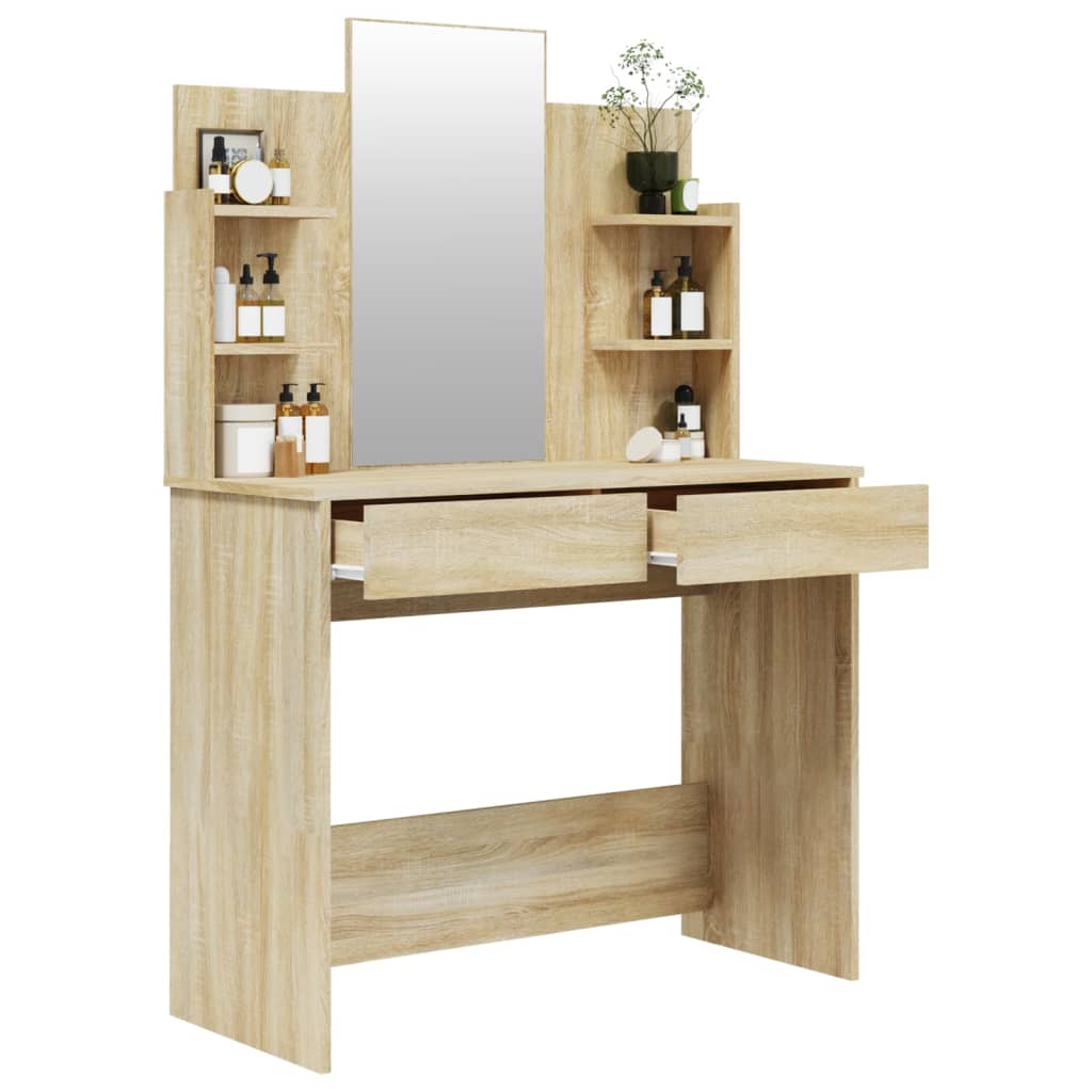 Kaptafel met spiegel 96x40x142 cm sonoma eikenkleurig