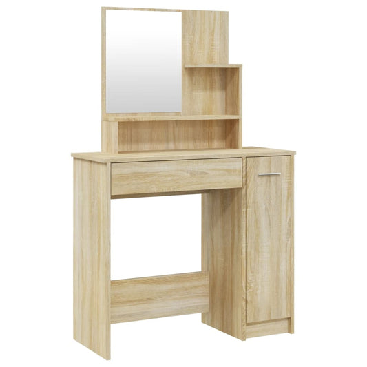 Kaptafel met spiegel 86,5x35x136 cm sonoma eikenkleurig