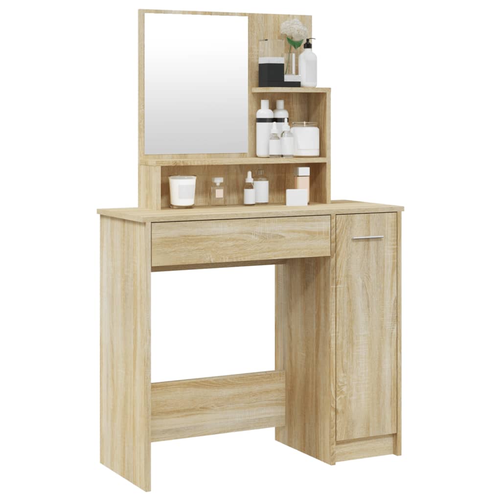 Kaptafel met spiegel 86,5x35x136 cm sonoma eikenkleurig