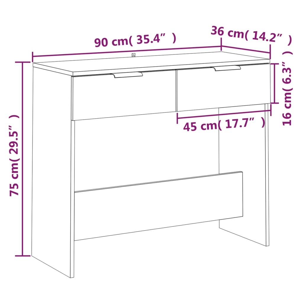 Wandtafel 90x36x75 cm bewerkt hout zwart