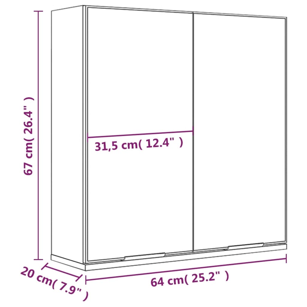 Badkamerkast met spiegel 64x20x67 cm gerookt eikenkleurig