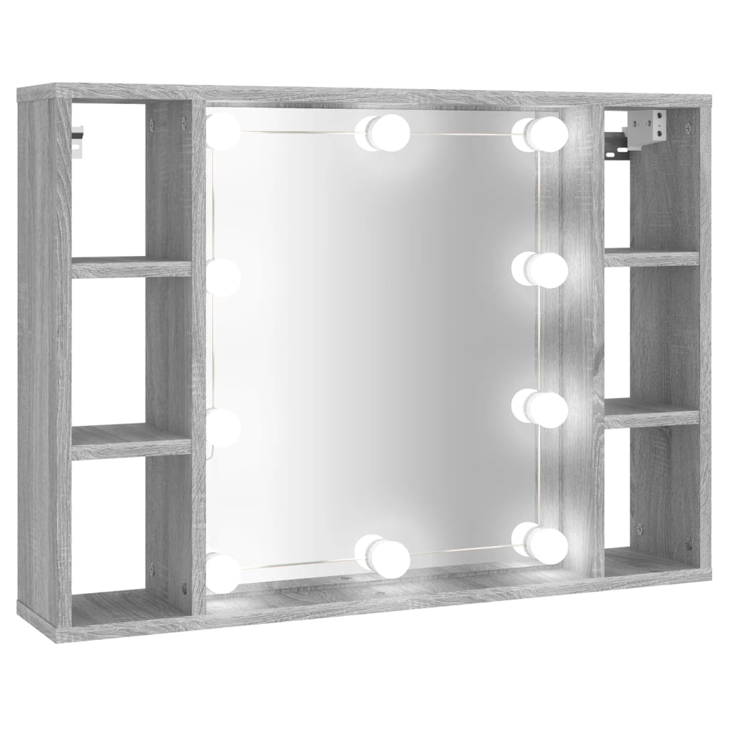 Spiegelkast met LED-verlichting 76x15x55 cm grijs sonoma eiken