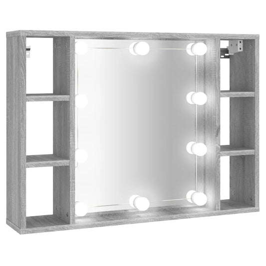 Spiegelkast met LED-verlichting 76x15x55 cm grijs sonoma eiken