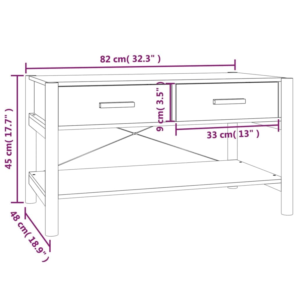 Salontafel 82x48x45 cm bewerkt hout wit