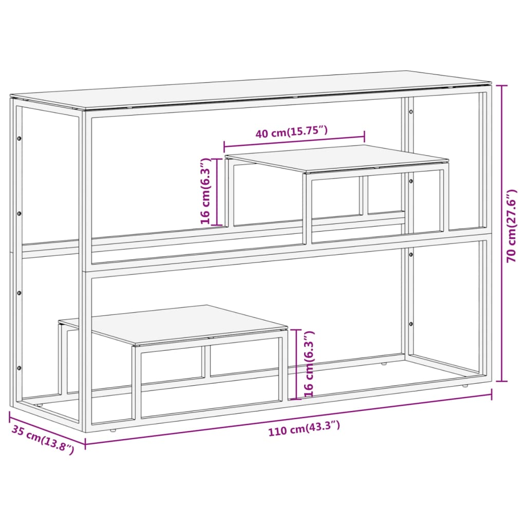 Wandtafel roestvrijstaal en gehard glas goudkleurig