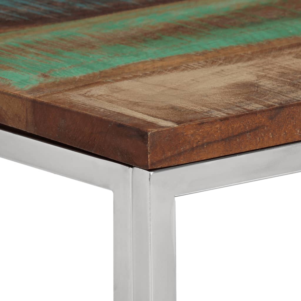 Wandtafel roestvrij staal en massief gerecycled hout zilver