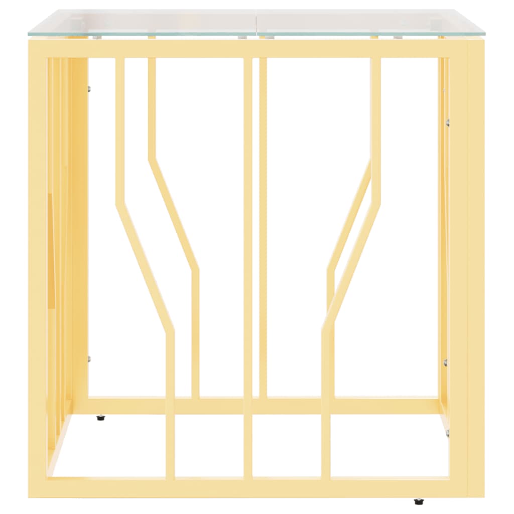 Salontafel 50x50x50 cm roestvrij staal en glas goudkleurig