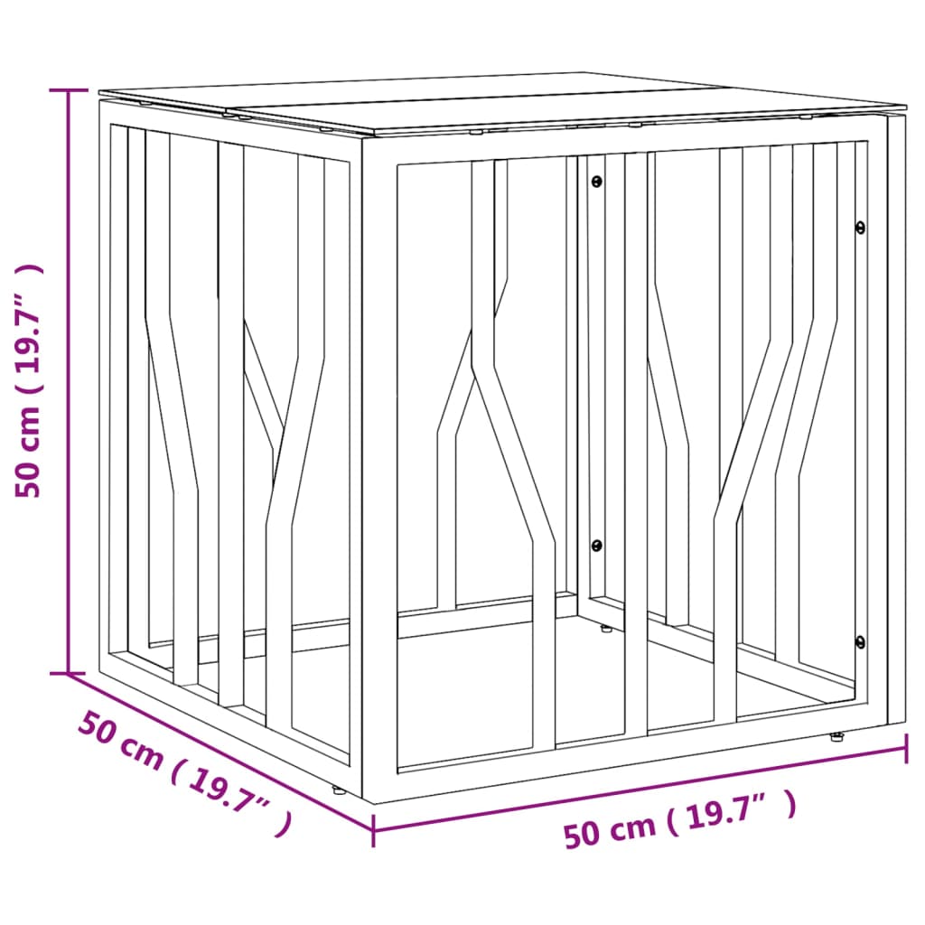 Salontafel 50x50x50 cm roestvrij staal en glas goudkleurig