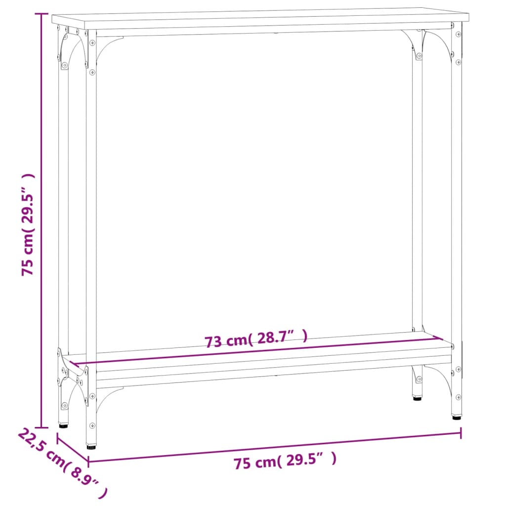 Wandtafel 75x22,5x75 cm bewerkt hout zwart