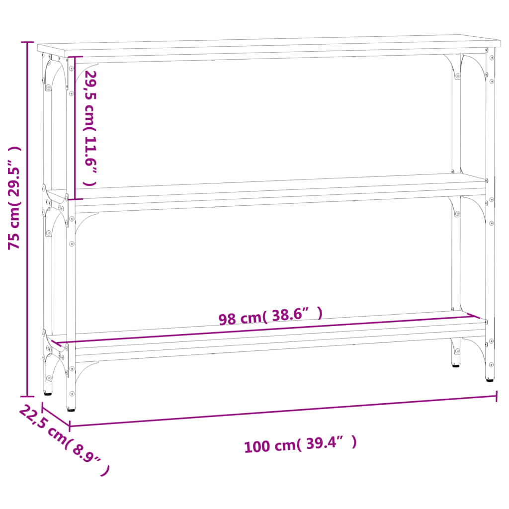 Wandtafel 100x22,5x75 cm bewerkt hout zwart