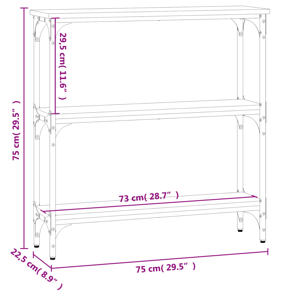 Wandtafel 75x22,5x75 cm bewerkt hout zwart