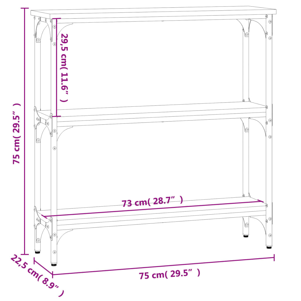 Wandtafel 75x22,5x75 cm bewerkt hout bruin eikenkleur