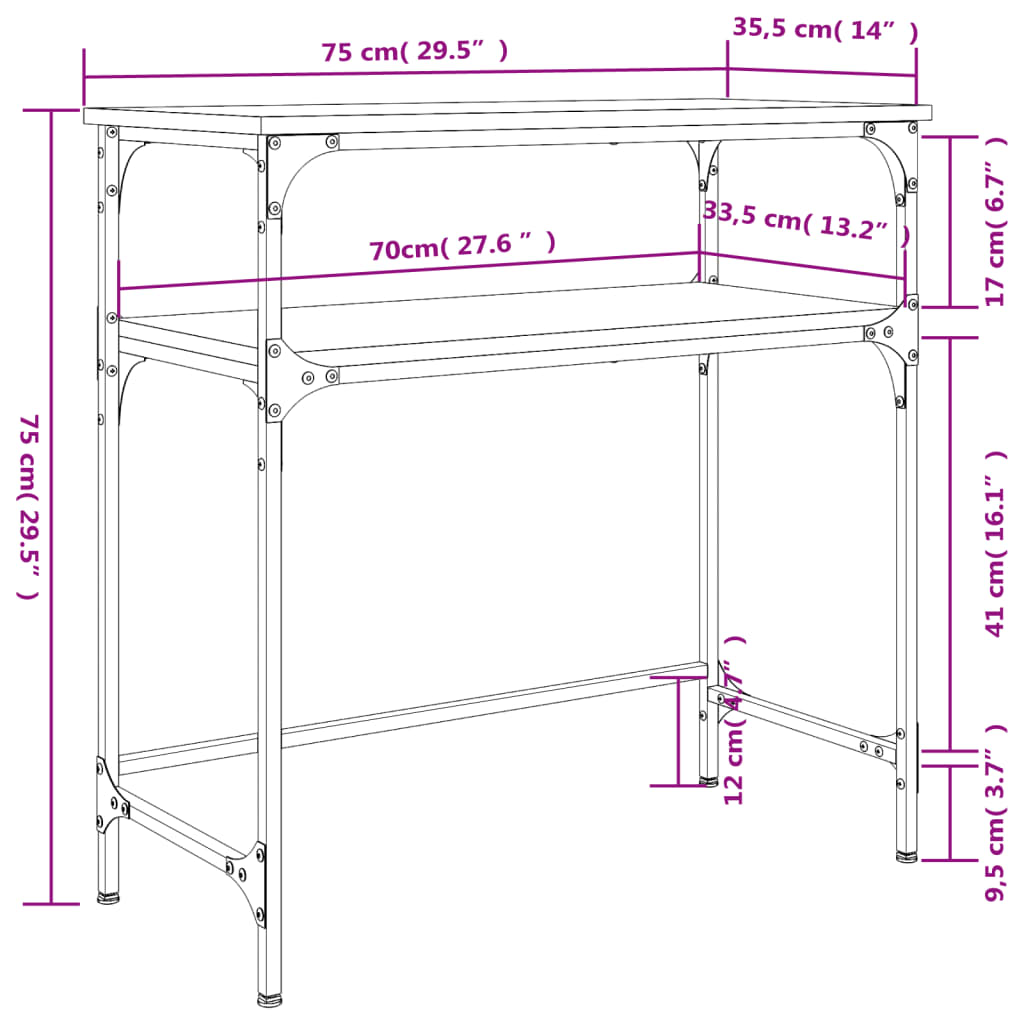 Wandtafel 75x35,5x75 cm bewerkt hout zwart