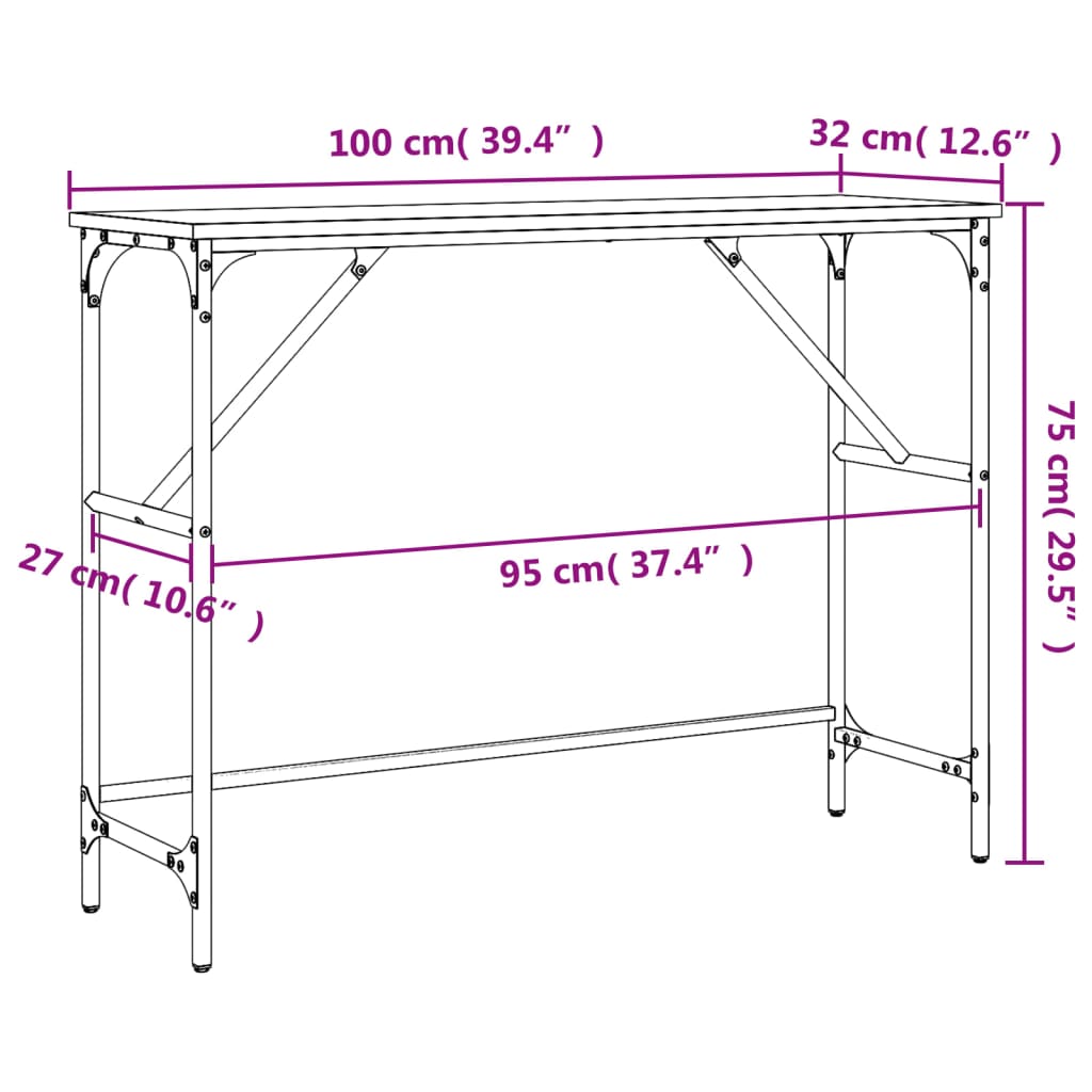 Wandtafel 100x32x75 cm bewerkt hout zwart