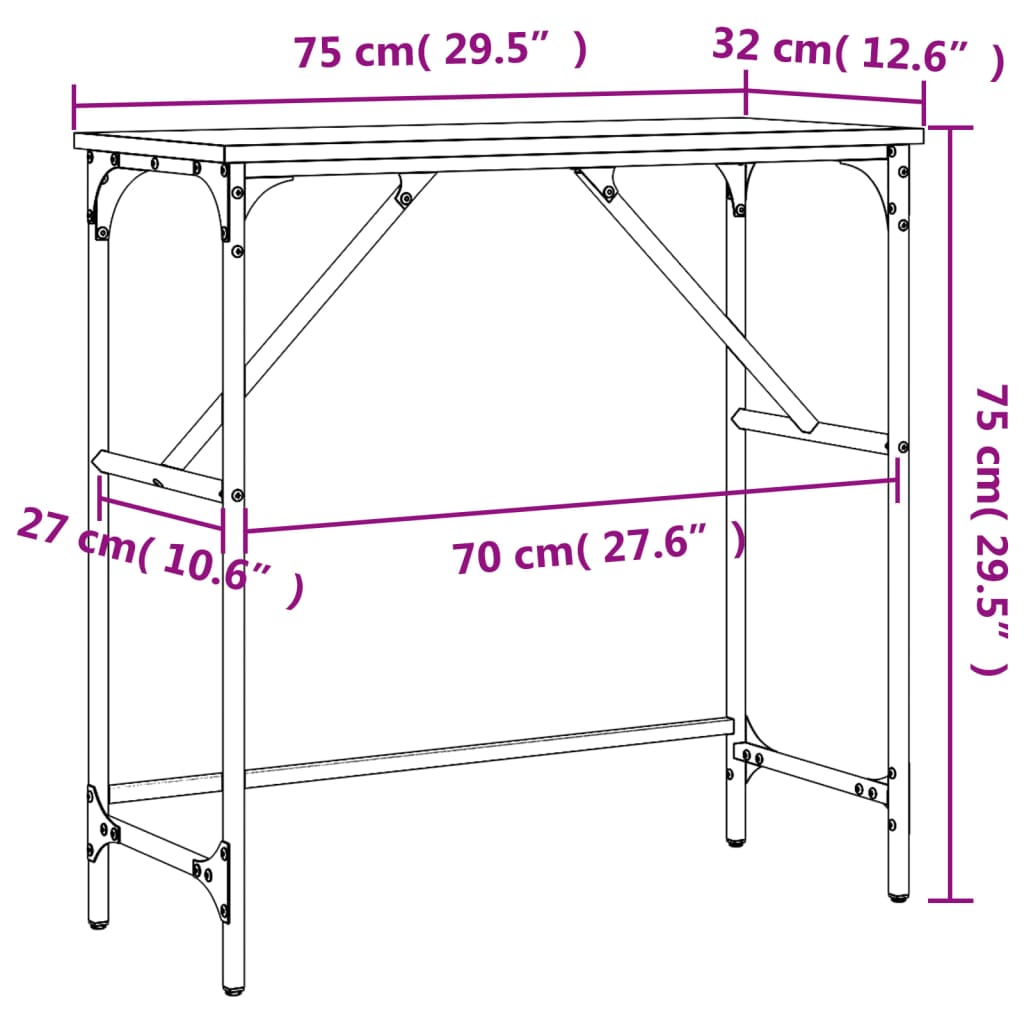 Wandtafel 75x32x75 cm bewerkt hout zwart