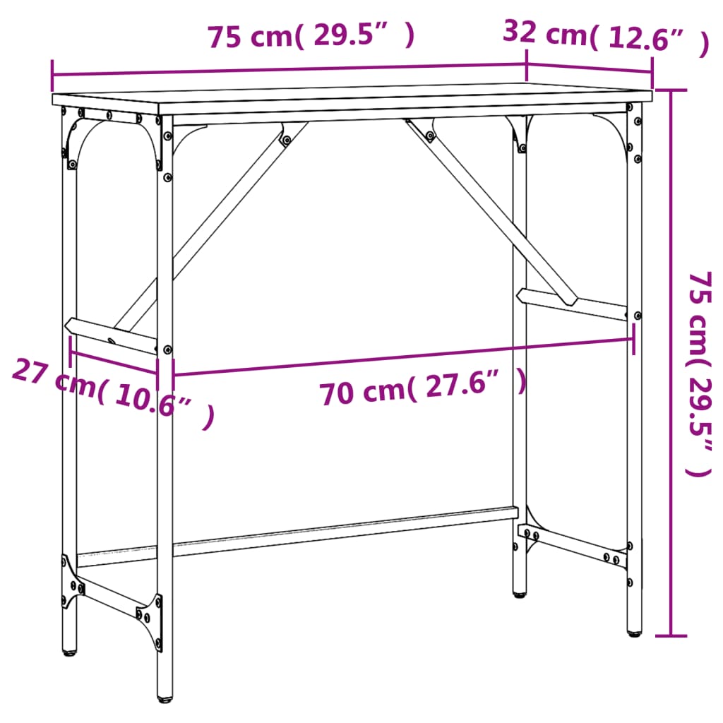 Wandtafel 75x32x75 cm bewerkt hout bruin eikenkleur