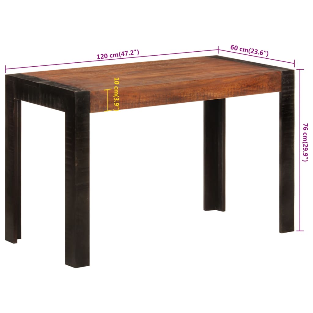 Eettafel 120x60x76 cm massief mangohout honingbruin