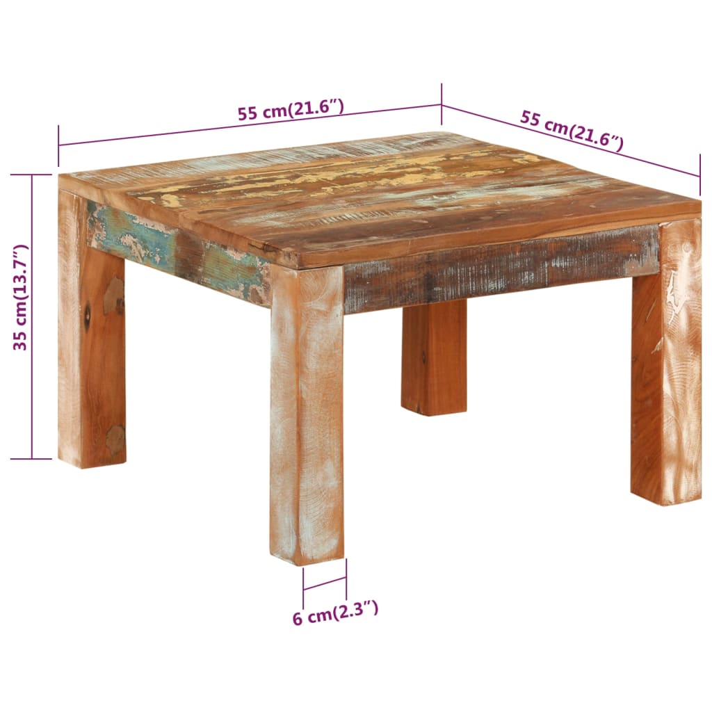 Salontafel 55x55x35 cm massief gerecycled hout