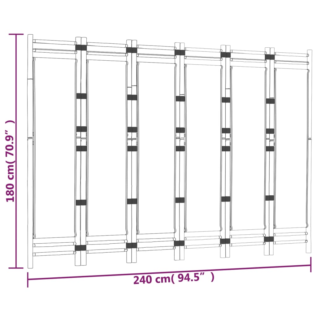 Kamerscherm 6-panelen inklapbaar 240 cm bamboe en canvas