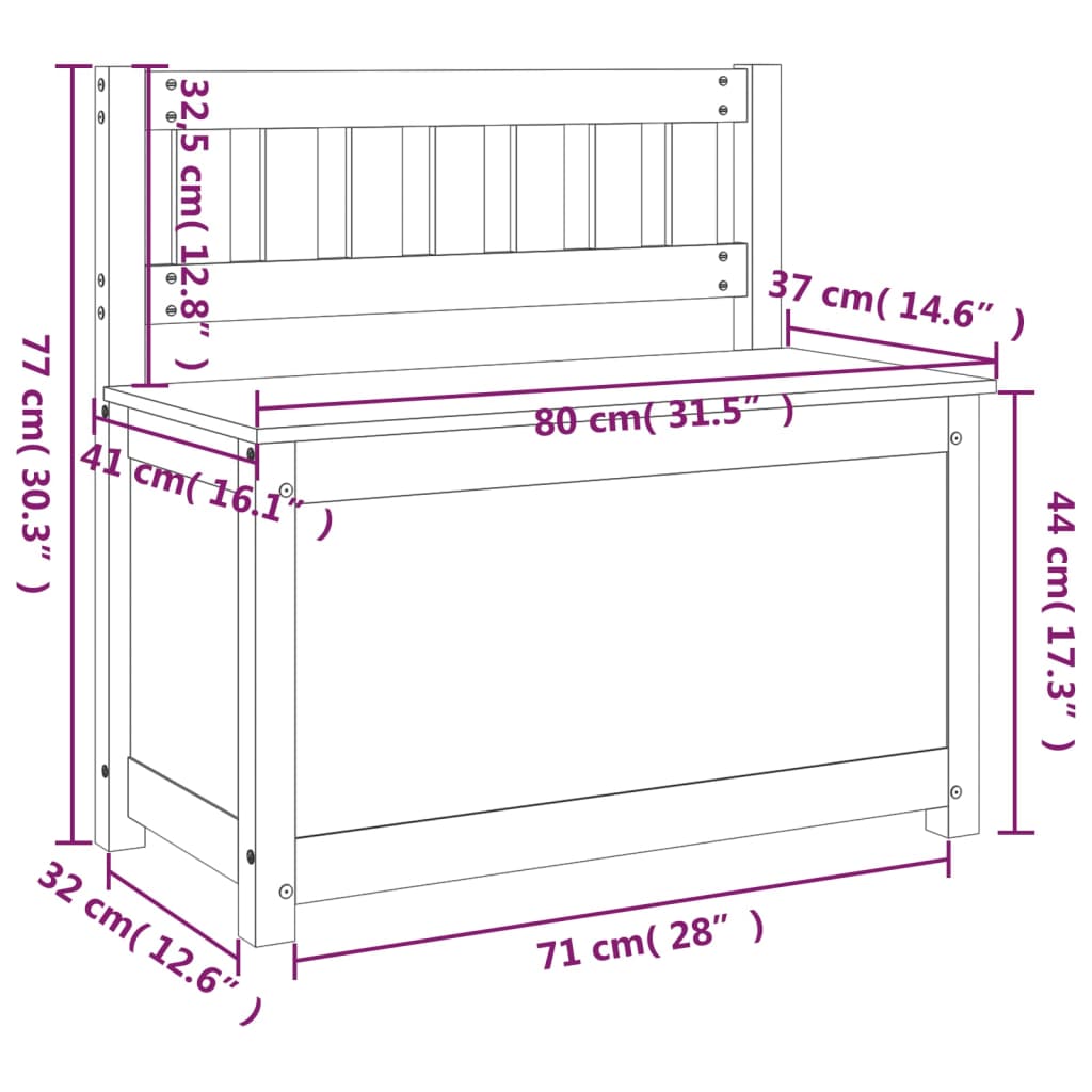 Bankje 80x41x77 cm massief grenenhout grijs