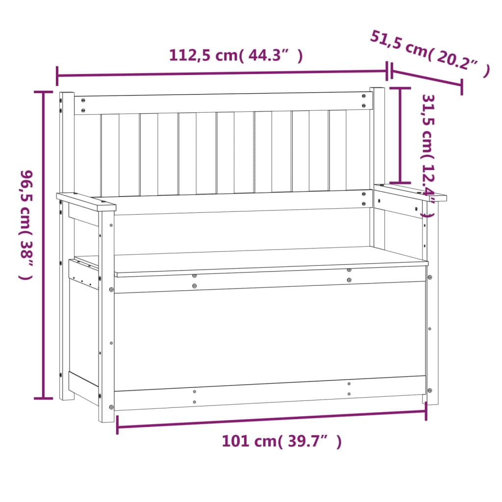 Bankje 112,5x51,5x96,5 cm massief grenenhout wit