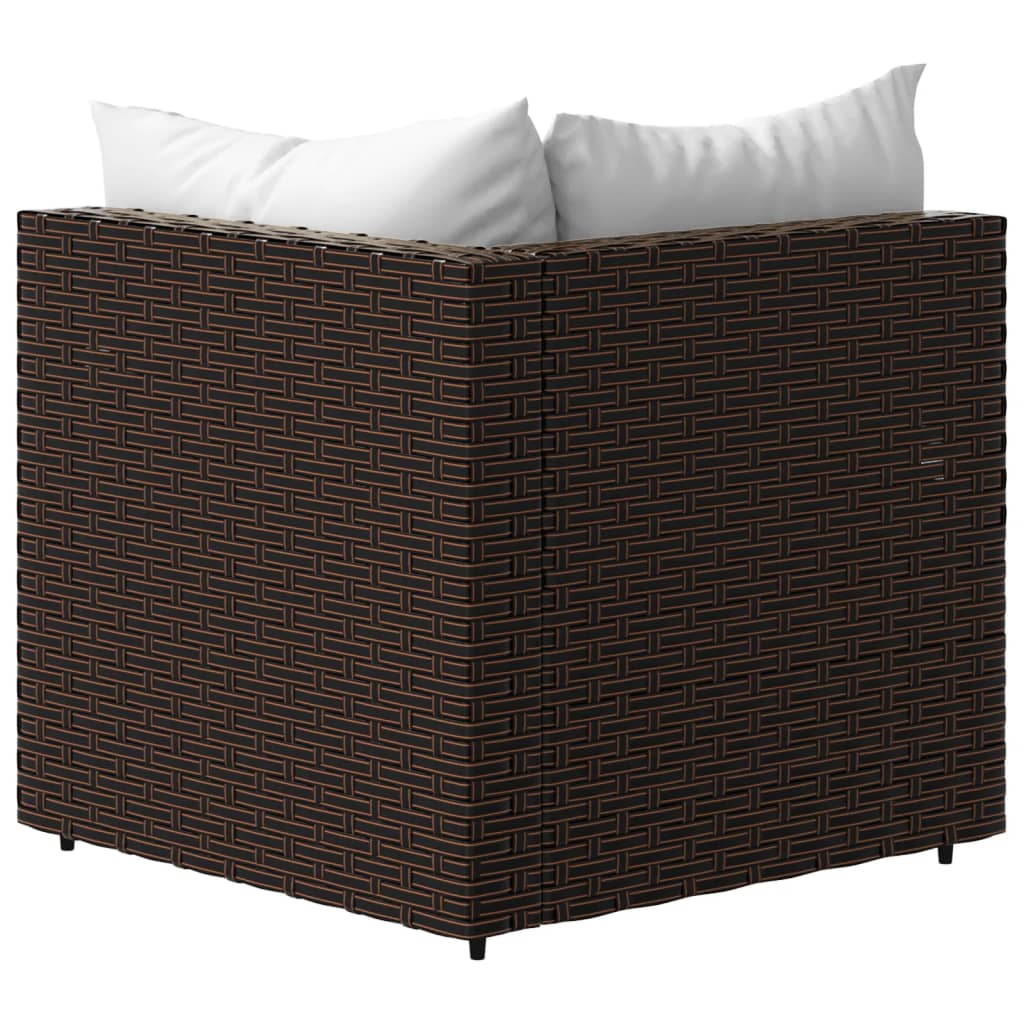 Tuinhoekbanken met kussens 2 st poly rattan bruin