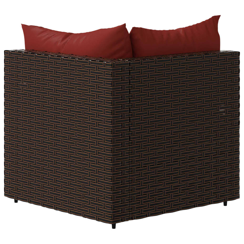 Tuinhoekbanken met kussens 2 st poly rattan bruin