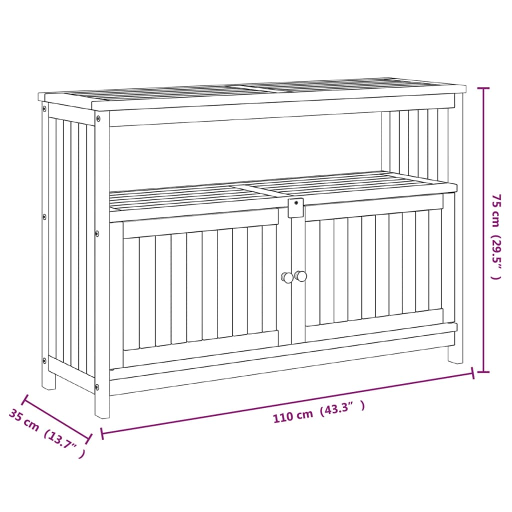 Tuinwandtafel 110x35x75 cm massief acaciahout