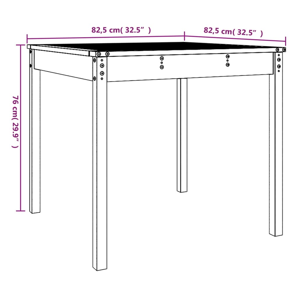 Tuintafel 82,5x82,5x76 cm massief grenenhout honingbruin