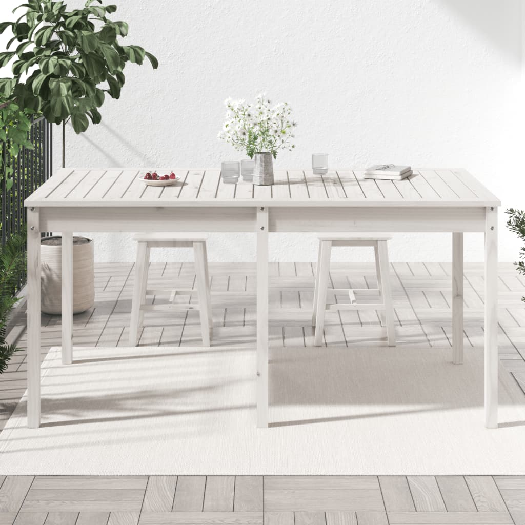 Tuintafel 159,5x82,5x76 cm massief grenenhout wit