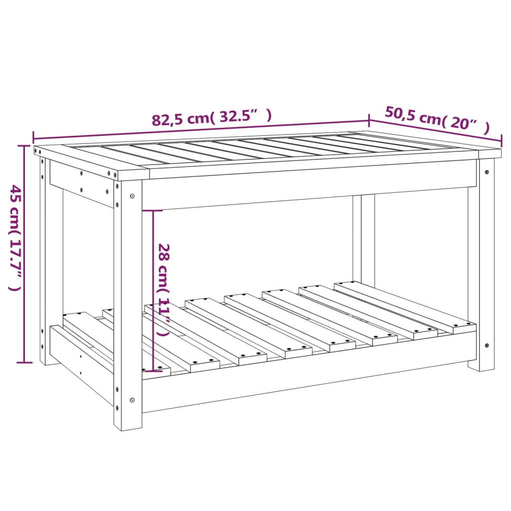 Tuintafel 82,5x50,5x45 cm massief grenenhout grijs