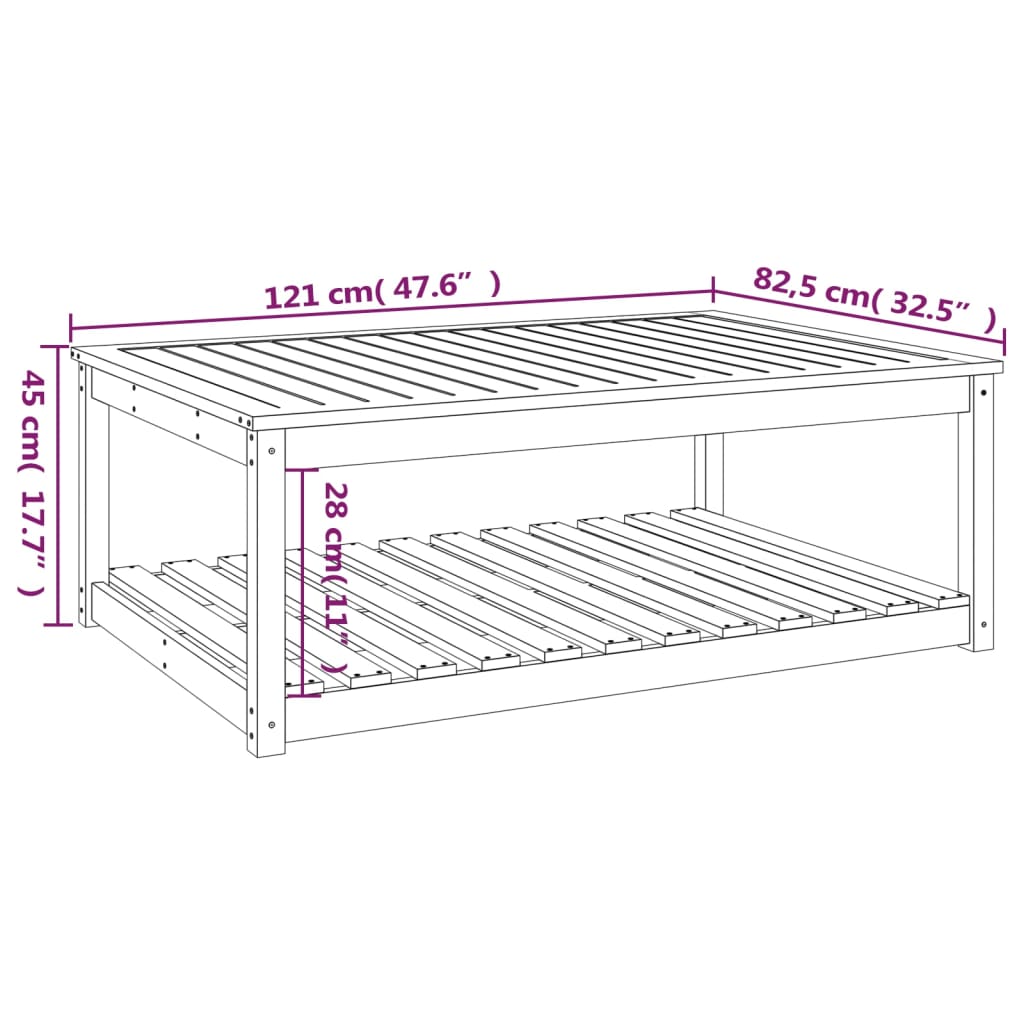 Tuintafel 121x82,5x45 cm massief grenenhout