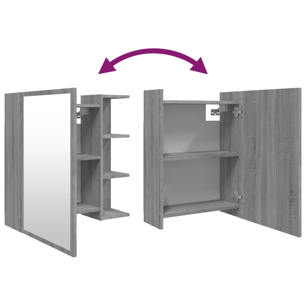 Badkamerspiegelkast 62,5x20,5x64 cm bewerkt hout grijs sonoma