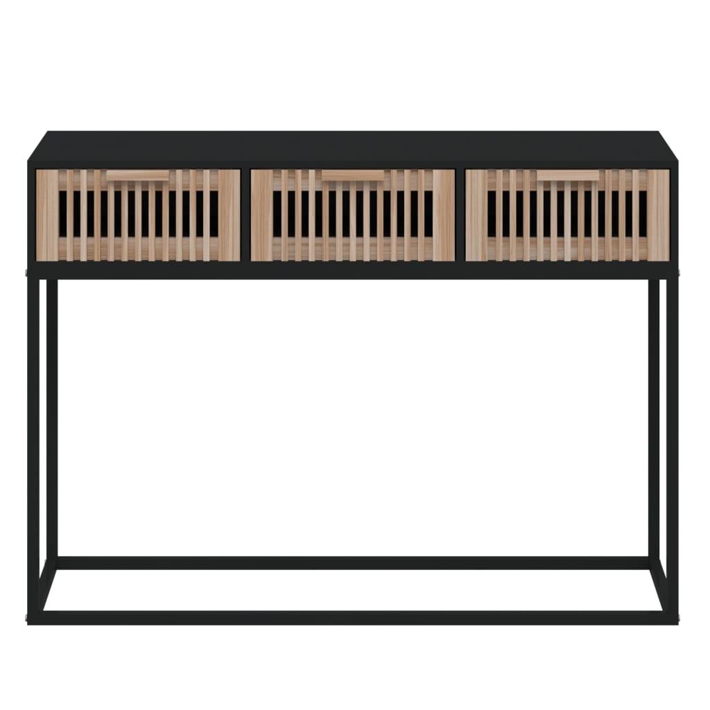 Wandtafel 105x30x75 cm bewerkt hout en ijzer zwart