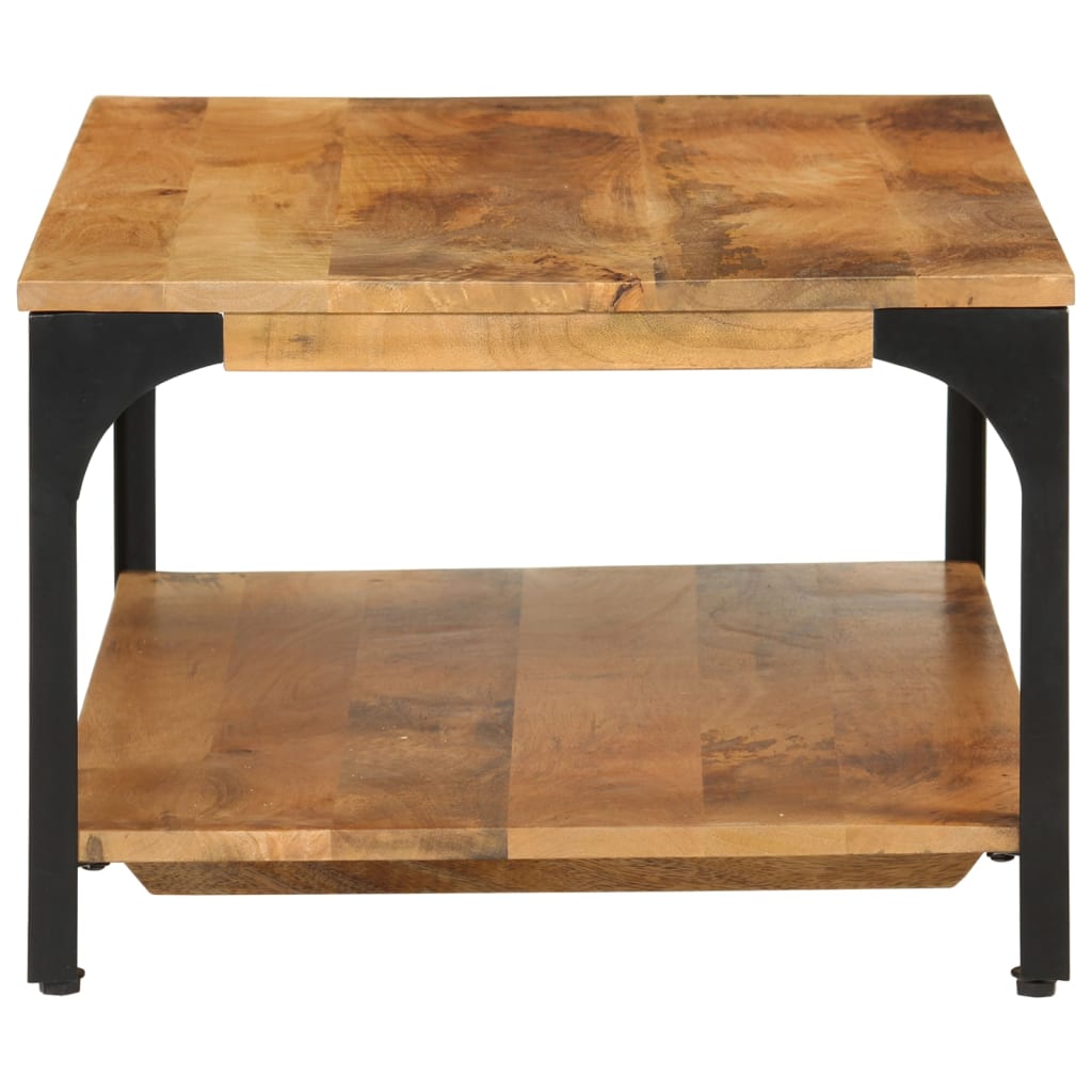 Salontafel 2-laags 100x55x38 cm massief mangohout en staal