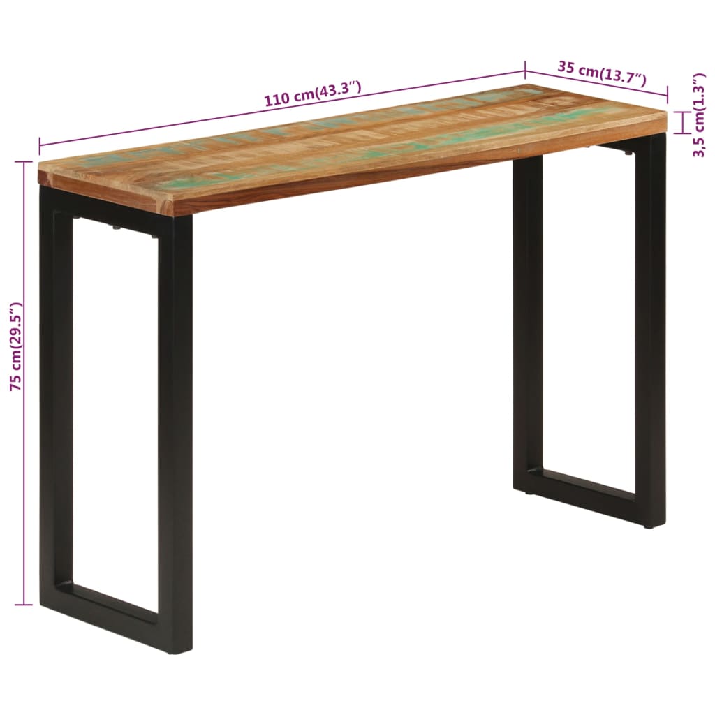 Wandtafel 110x35x75 cm massief gerecycled hout