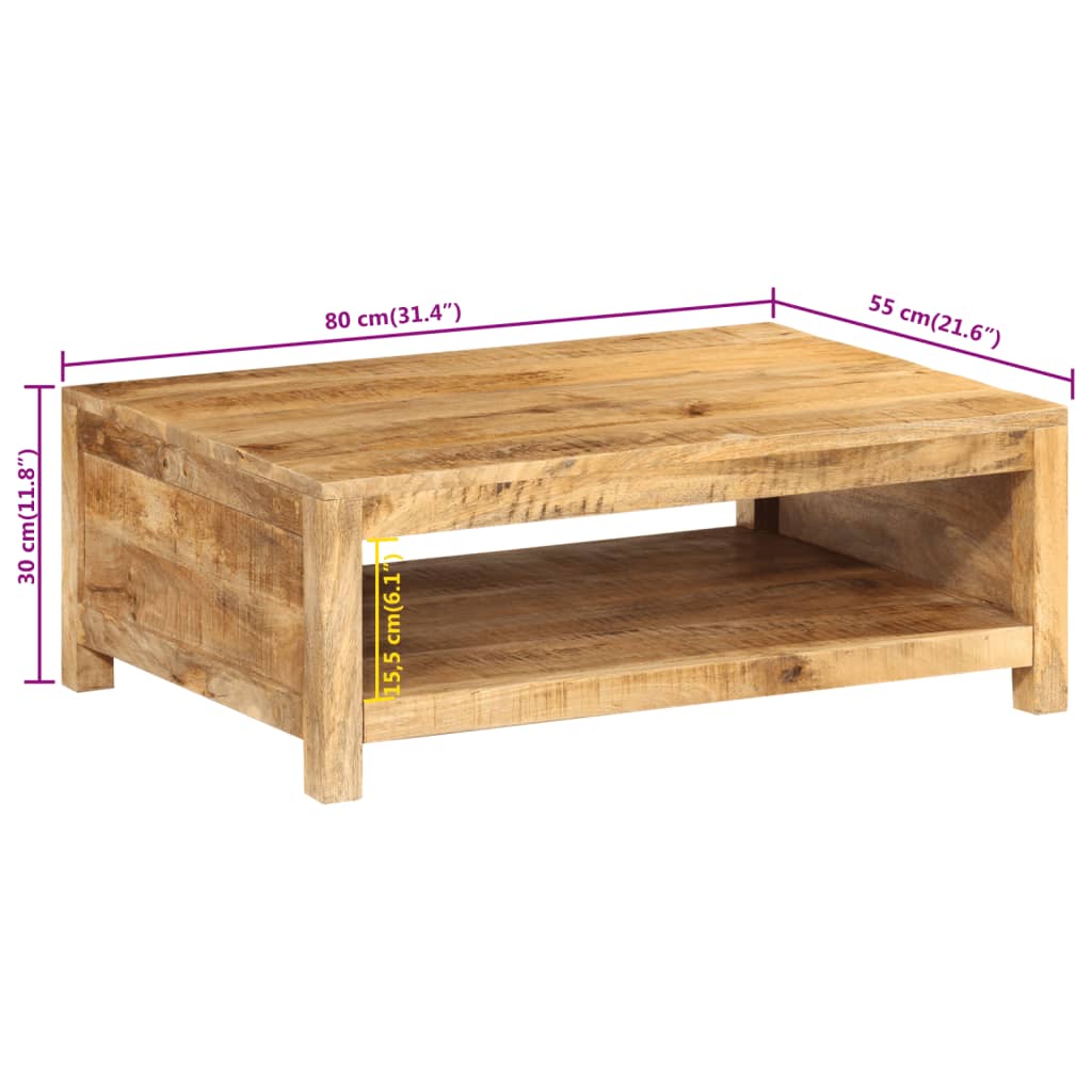 Salontafel 80x55x30 cm massief mangohout