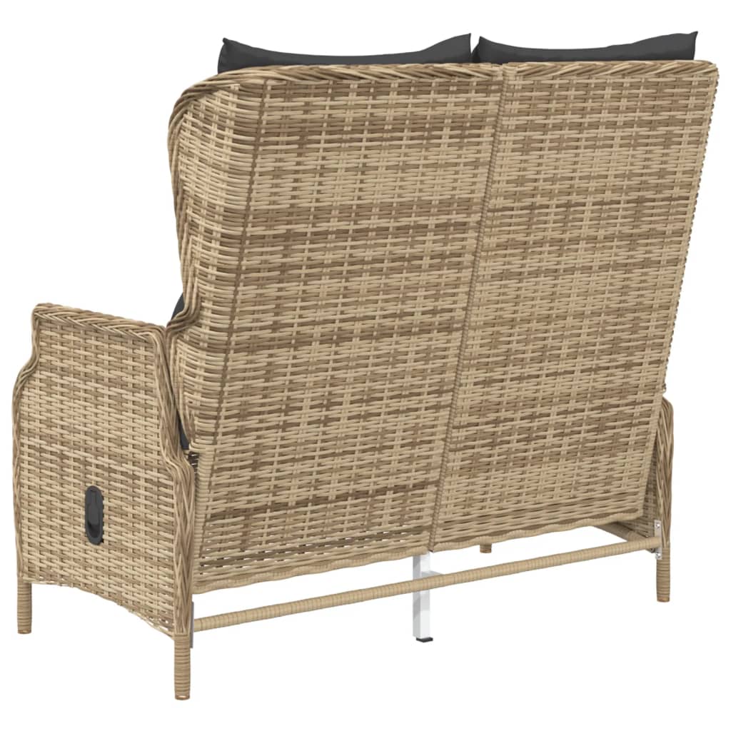 Tuinbank 2-zits met kussens poly rattan bruin