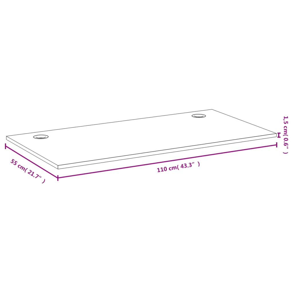 Bureaublad 110x55x1,5 cm bamboe