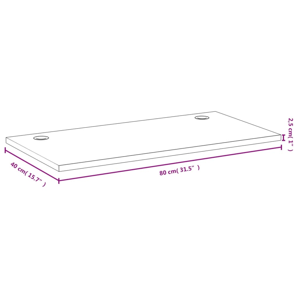 Bureaublad 80x40x2,5 cm bamboe