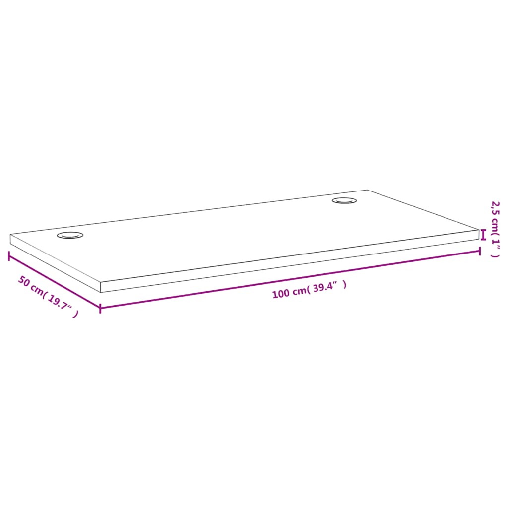 Bureaublad 100x50x2,5 cm bamboe