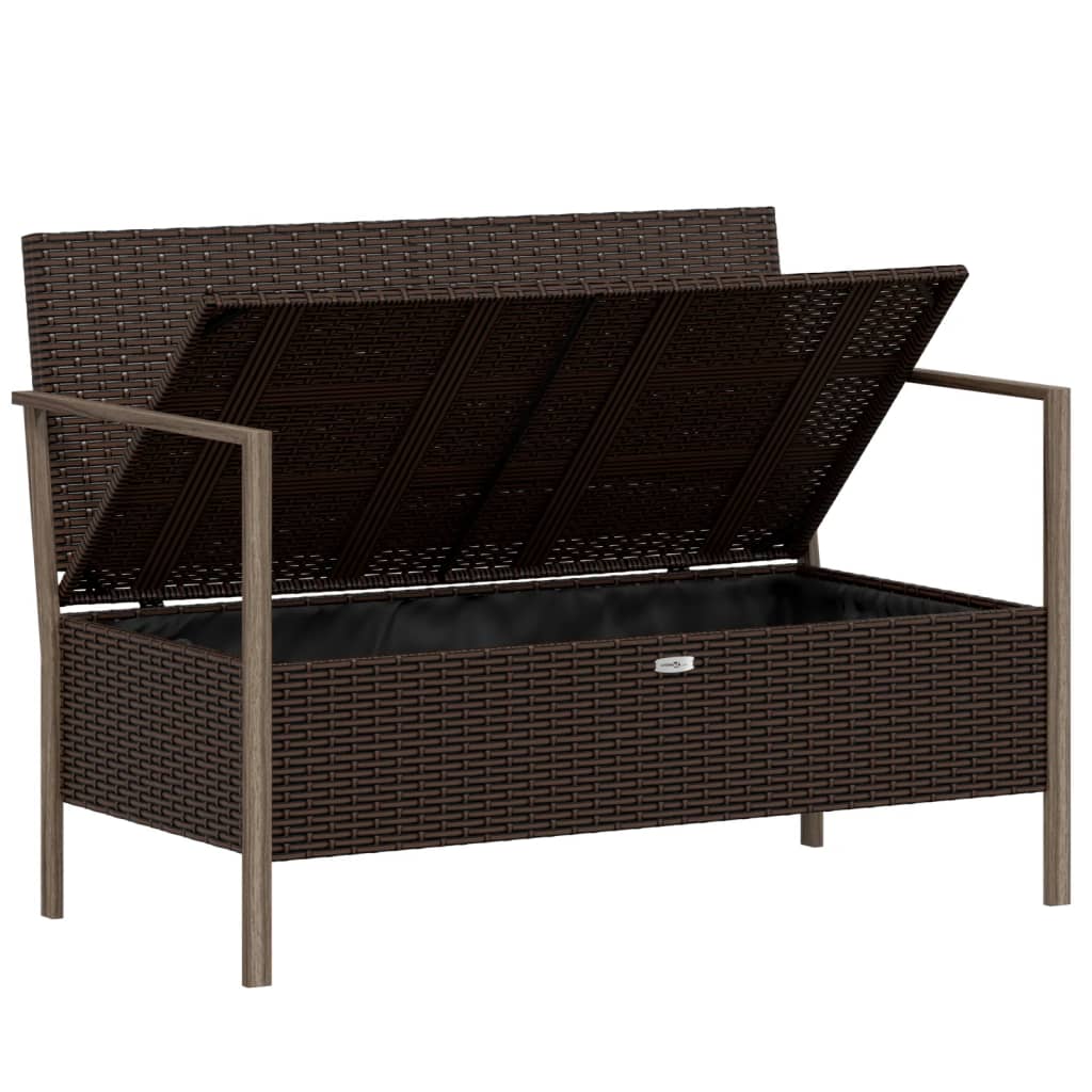 Tuinbank 2-zits met kussens poly rattan bruin